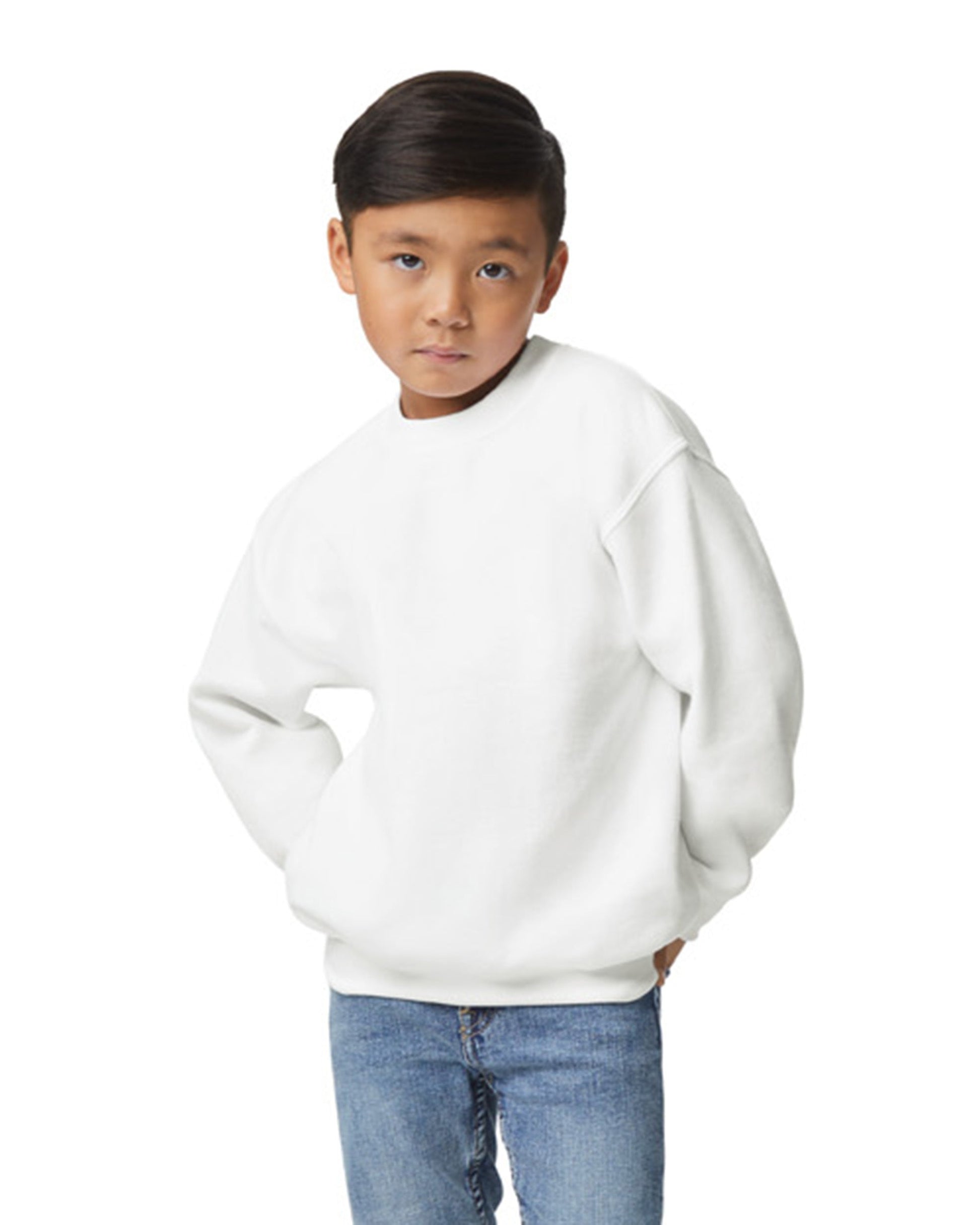 Youth X-Small White Gildan 18000B 