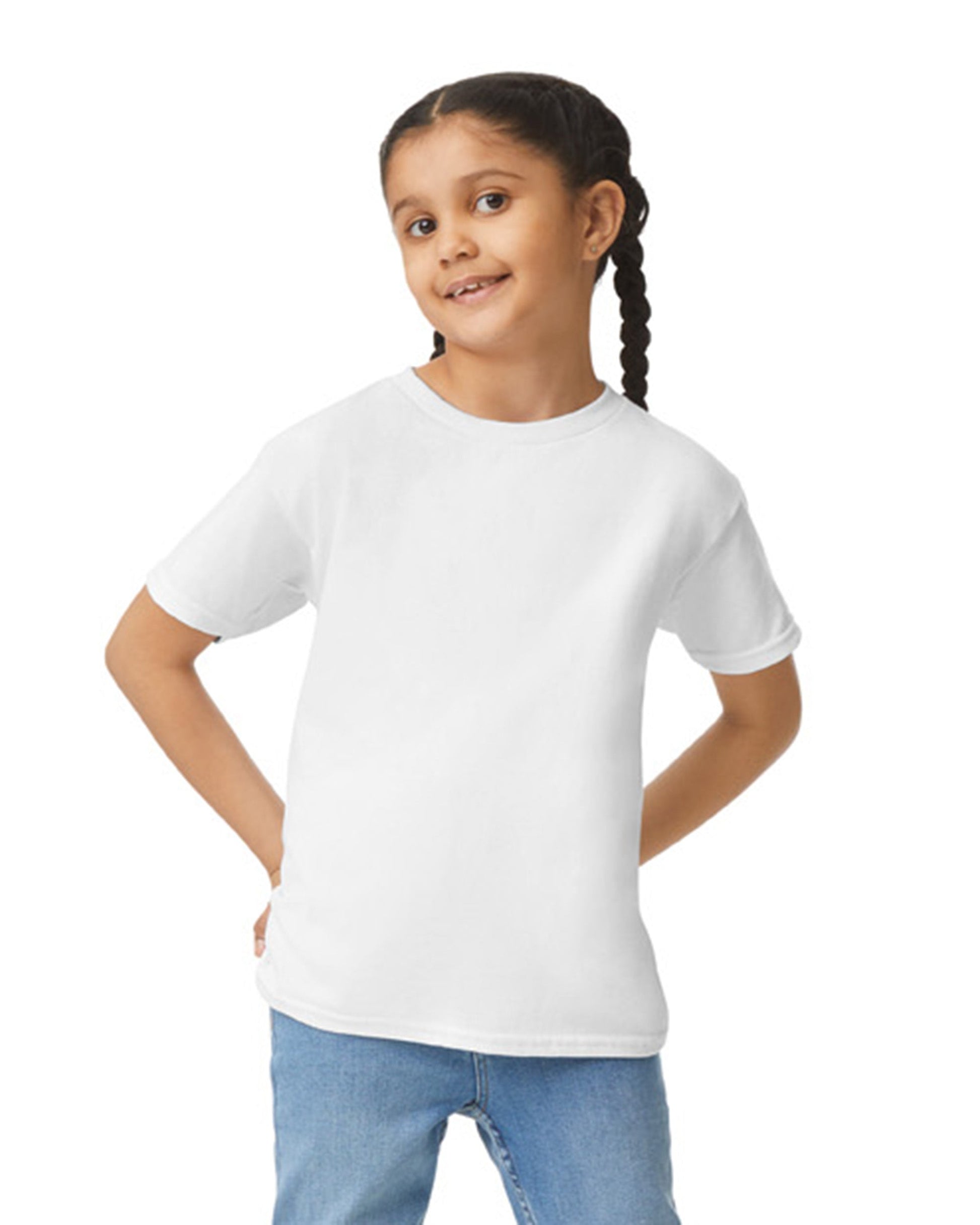 Youth Medium White Gildan 2000B 